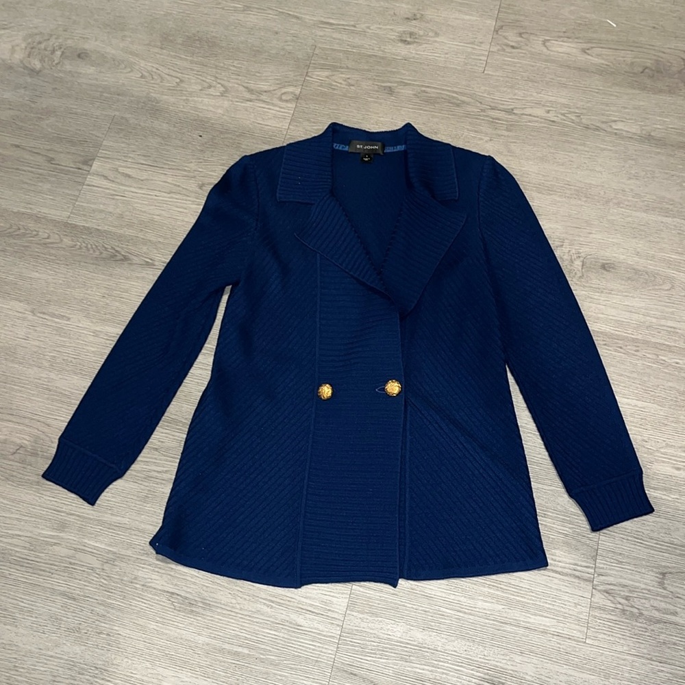 Like New St. John Blue Cardigan Sweater.